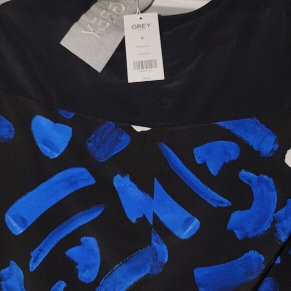 GREY Jason Wu Marine Multi Color Block Print Silk Blouse Top Size 6 - Picture 13 of 16